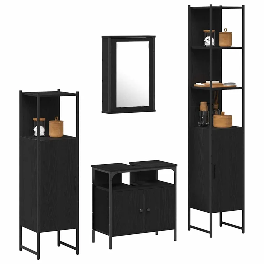 Ensemble de mobilier de salle de bain 4 pcs Chêne noir - 3