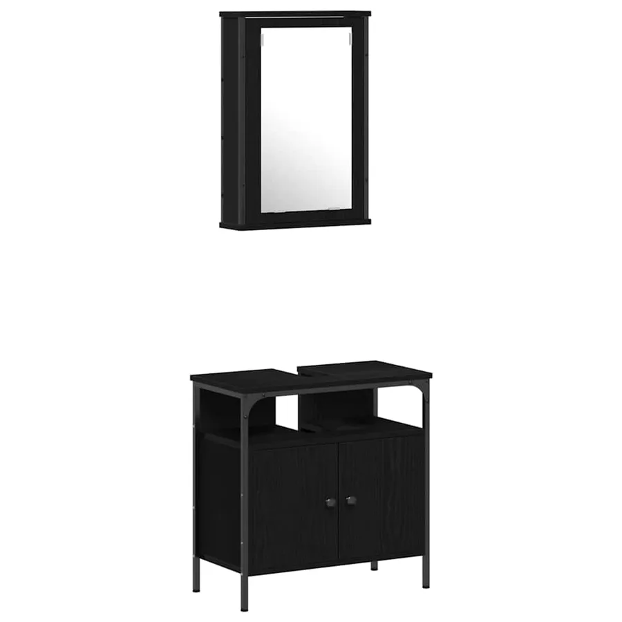 Ensemble de mobilier de salle de bain 4 pcs Chêne noir - 6