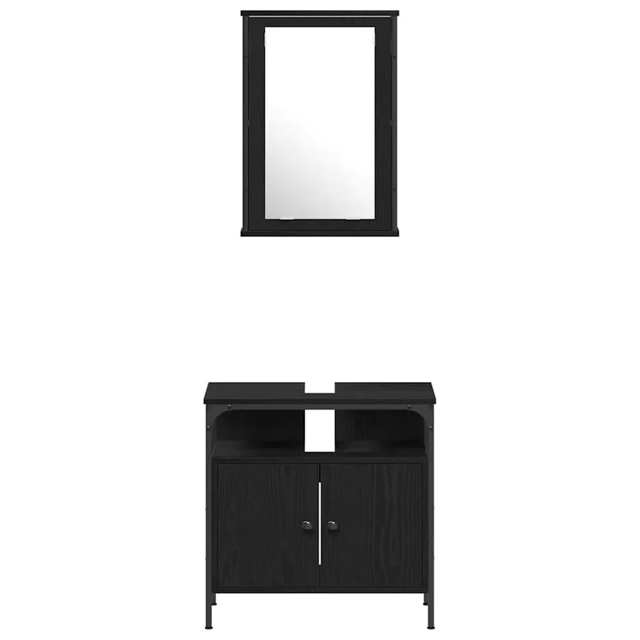 Ensemble de mobilier de salle de bain 4 pcs Chêne noir - 9