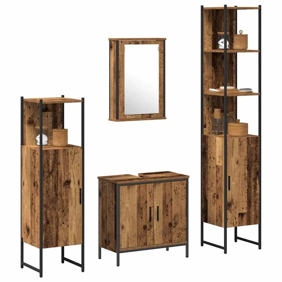 Ensemble de mobilier de salle de bain avec étagère 4 pcs Marron - 3