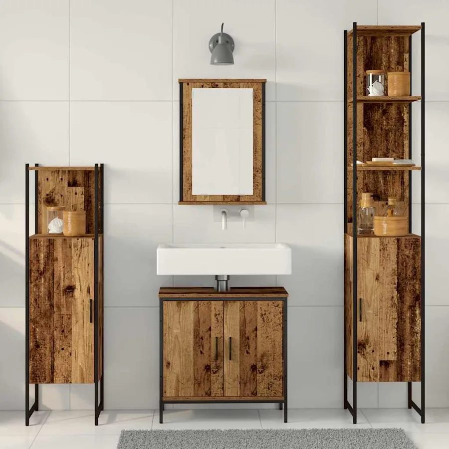 Ensemble de mobilier de salle de bain avec étagère 4 pcs Marron - 4