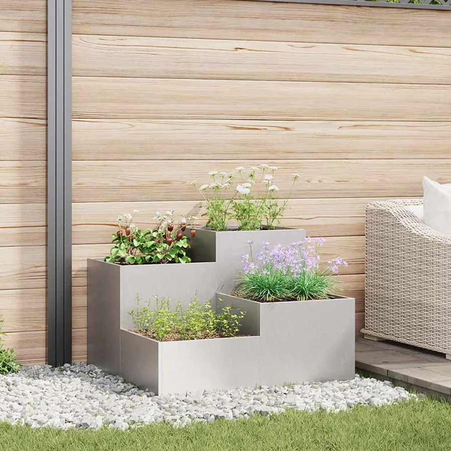 Cache-pot de jardin Argent 80 x 80 x 60 cm Acier inoxydable