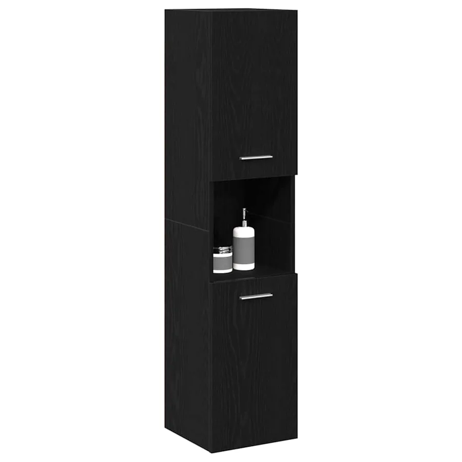 Cabinet de salle de bain avec porte Chêne noir 30 x 30 x 130 cm - 3