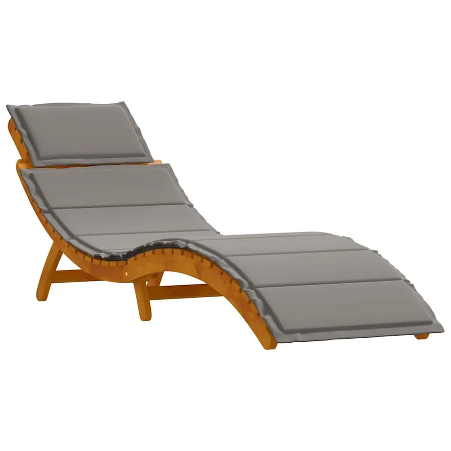 Transat avec coussin 2 pcs Gris Bois d'Acacia Massif - 4