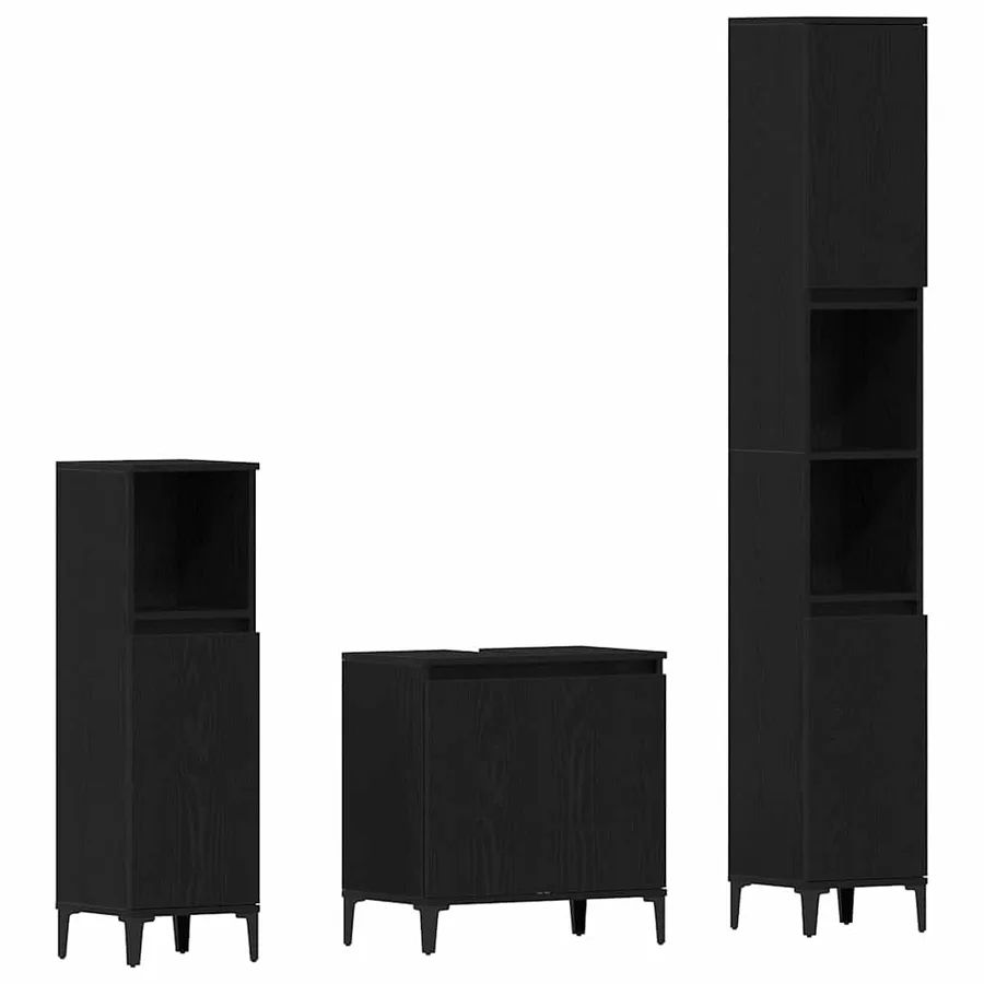 Ensemble de mobilier de salle de bain 3 pcs Chêne noir - 2