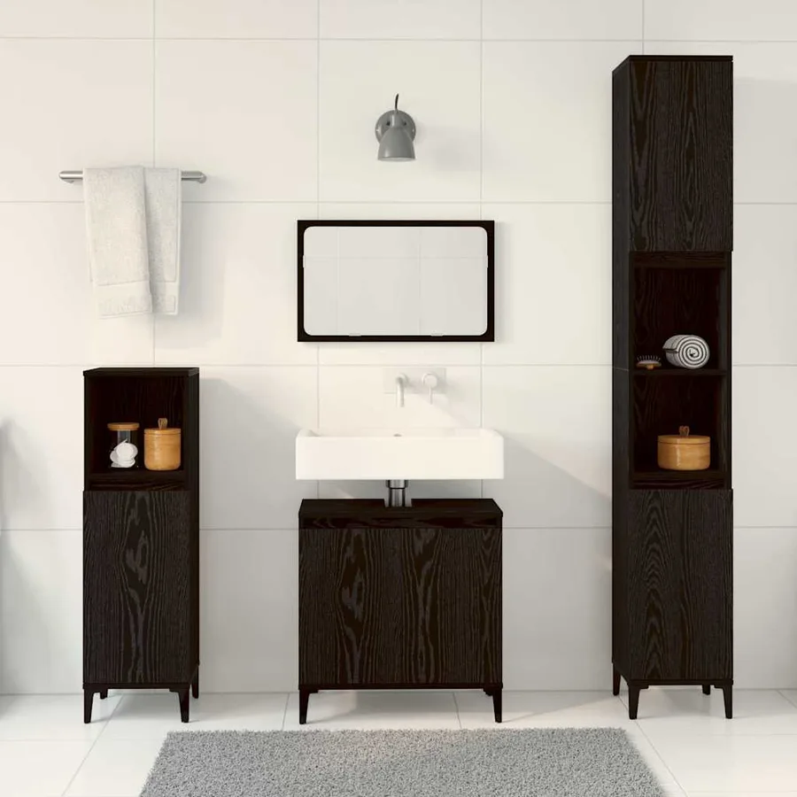 Ensemble de mobilier de salle de bain 3 pcs Chêne noir - 4