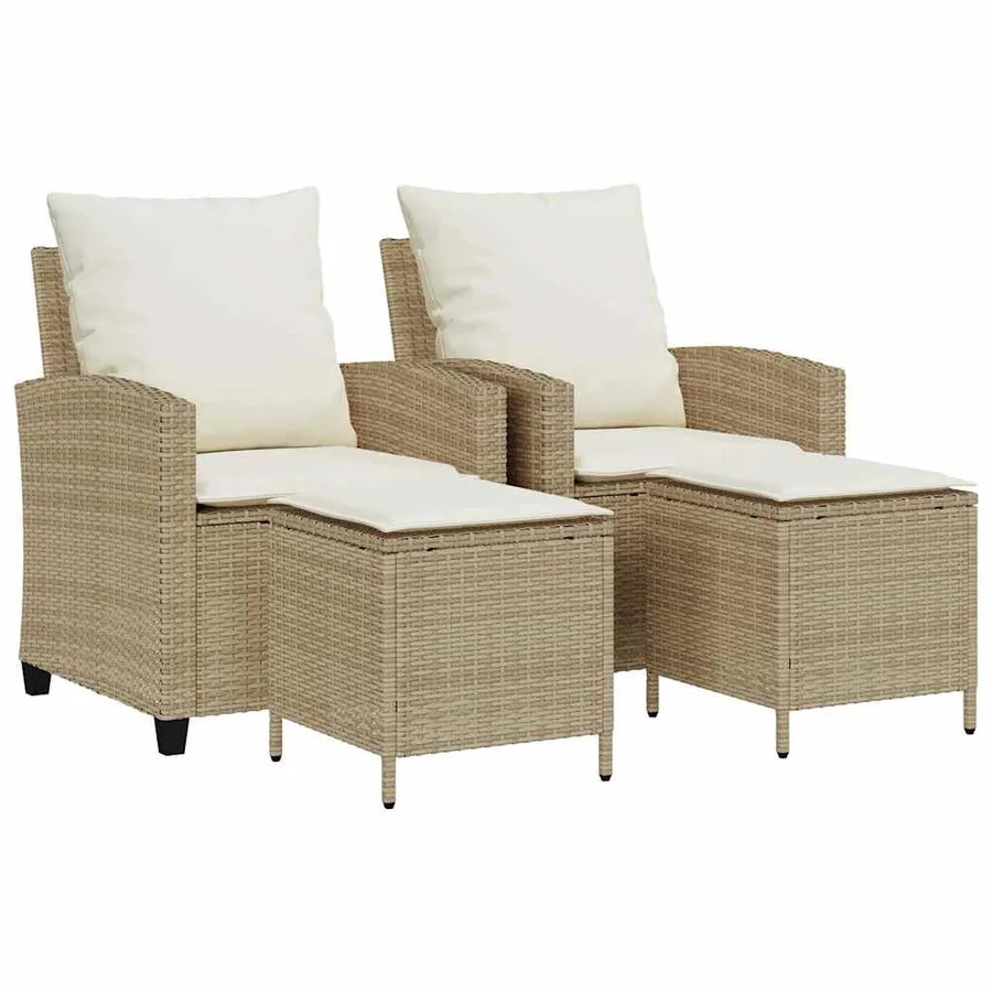 Ensemble de canapé de jardin 4 pcs avec coussins beige résine tressée - 2