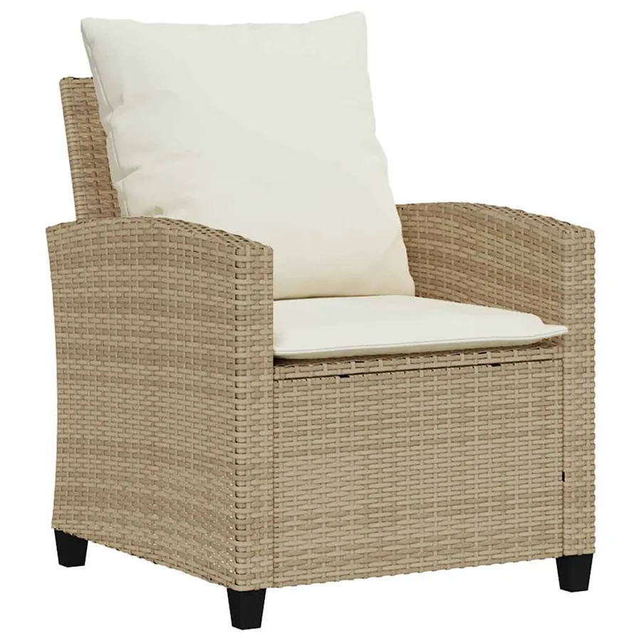 Ensemble de canapé de jardin 4 pcs avec coussins beige résine tressée - 4