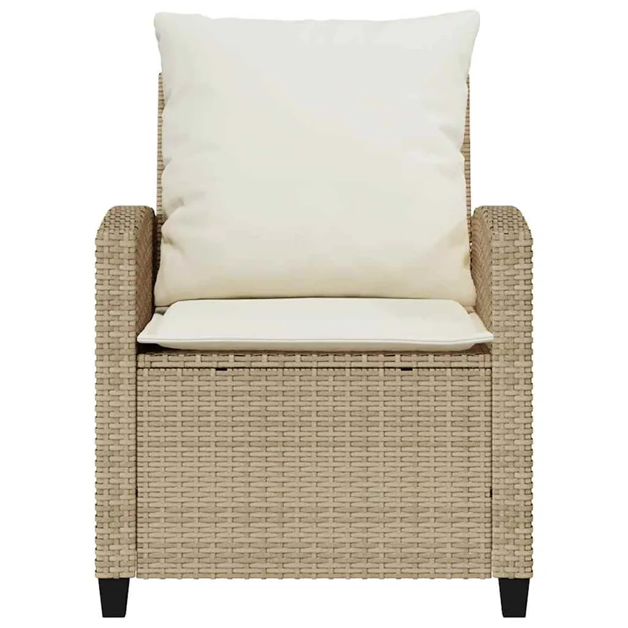 Ensemble de canapé de jardin 4 pcs avec coussins beige résine tressée - 5