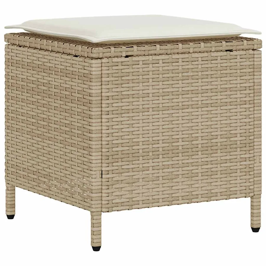 Ensemble de canapé de jardin 4 pcs avec coussins beige résine tressée - 6