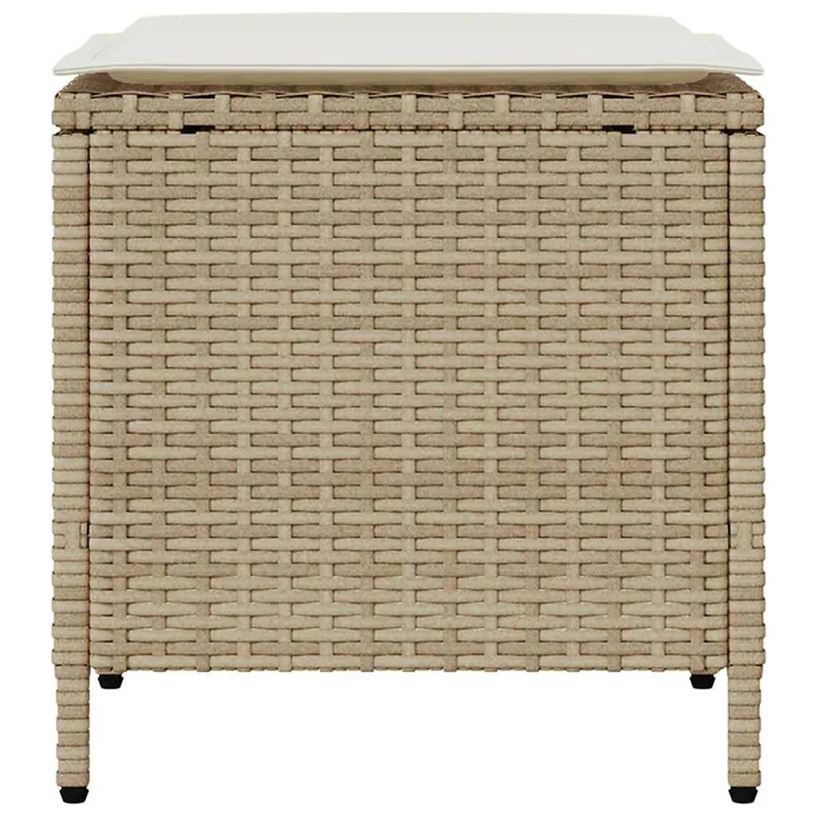 Ensemble de canapé de jardin 4 pcs avec coussins beige résine tressée - 7