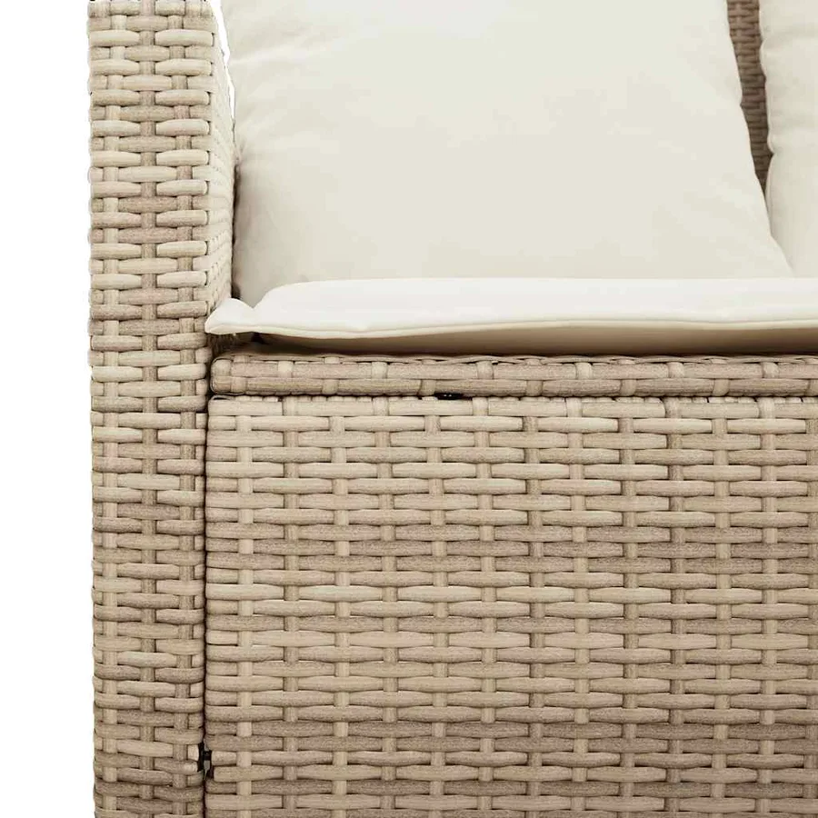 Ensemble de canapé de jardin 4 pcs avec coussins beige résine tressée - 8