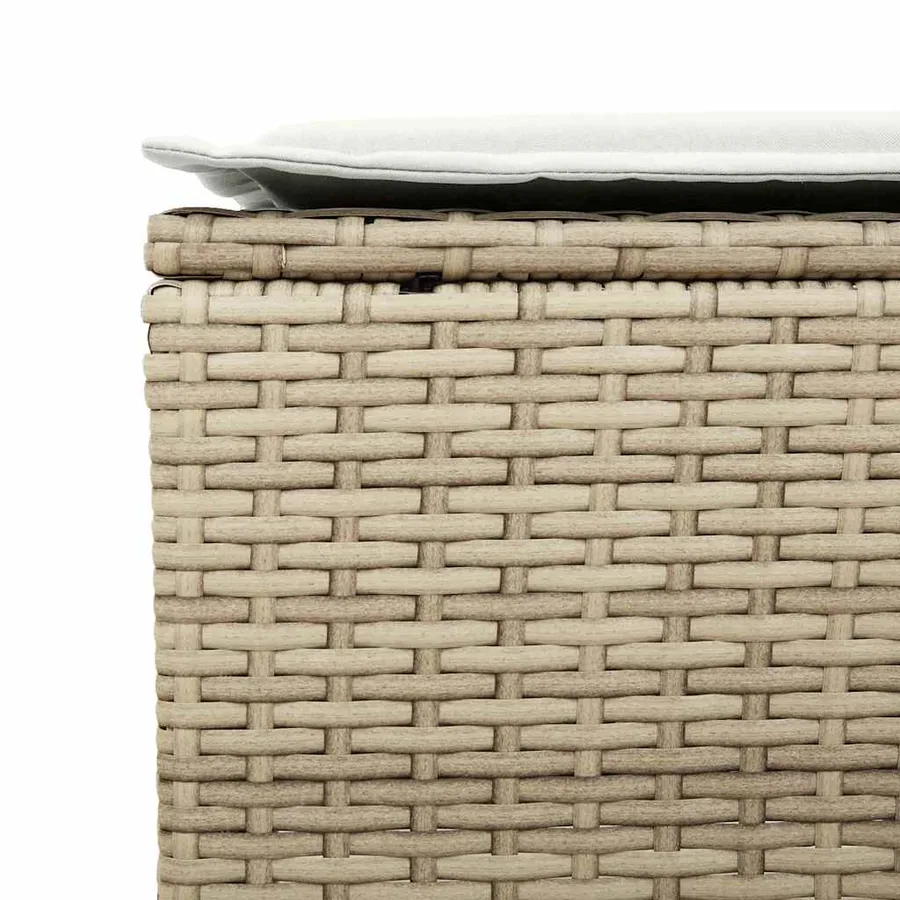 Ensemble de canapé de jardin 4 pcs avec coussins beige résine tressée - 9