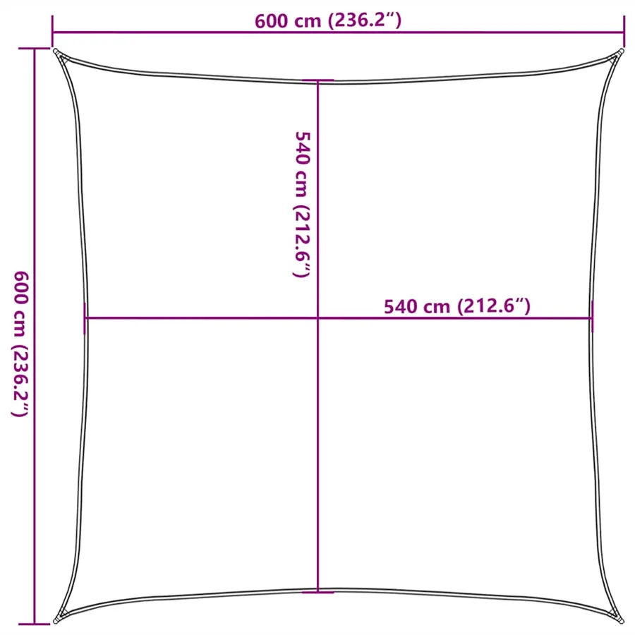Voile d'ombrage 160 g/m² carré bleu 6x6 m PEHD - 10