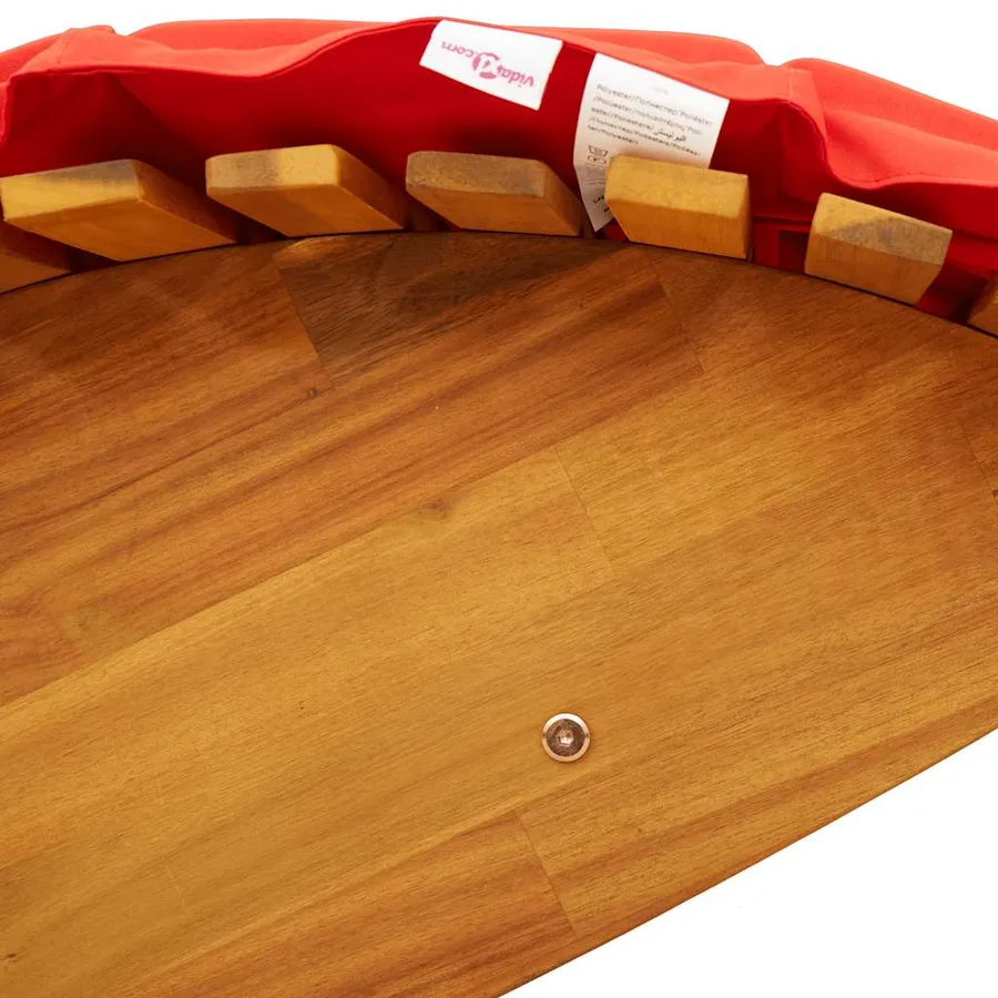 Chaise longue à bascule avec coussin en bois massif d'acacia - 9