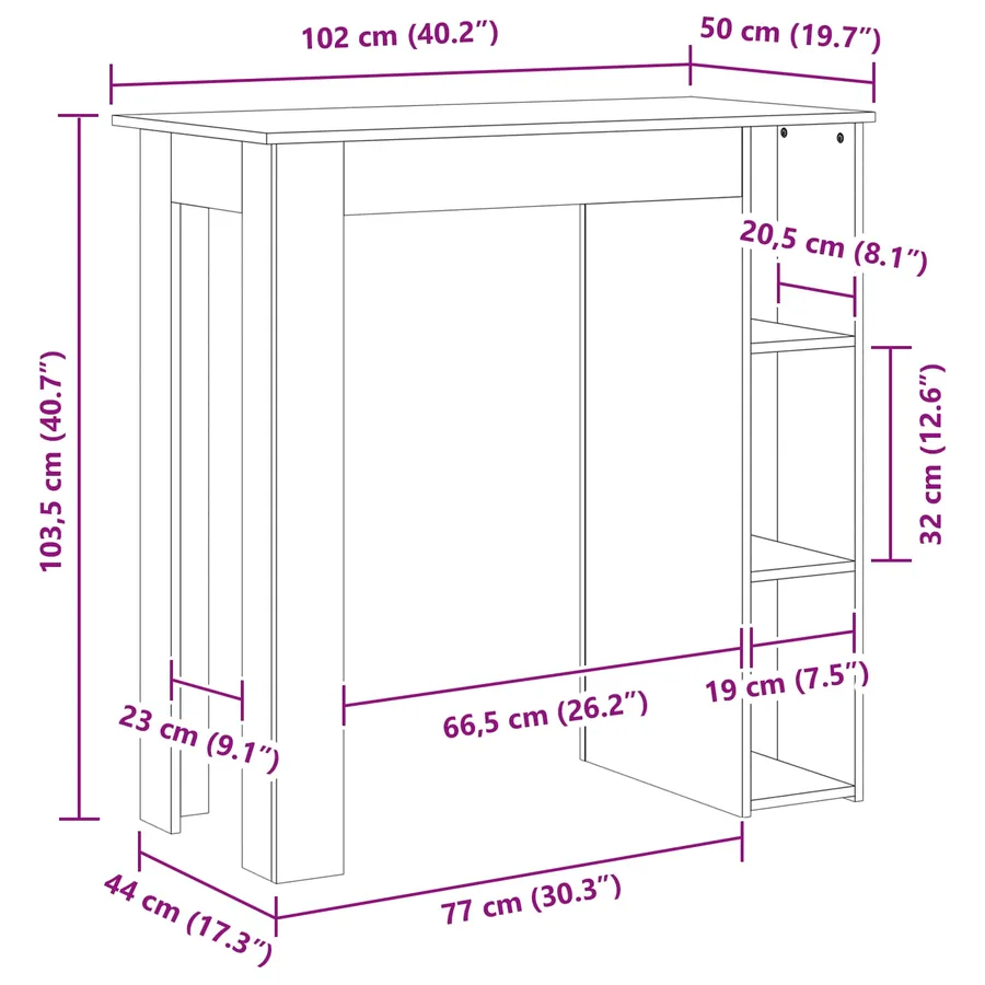 Table de bar Chêne noir 102 x 50 x 103,5 cm Bois d'ingénierie - 8