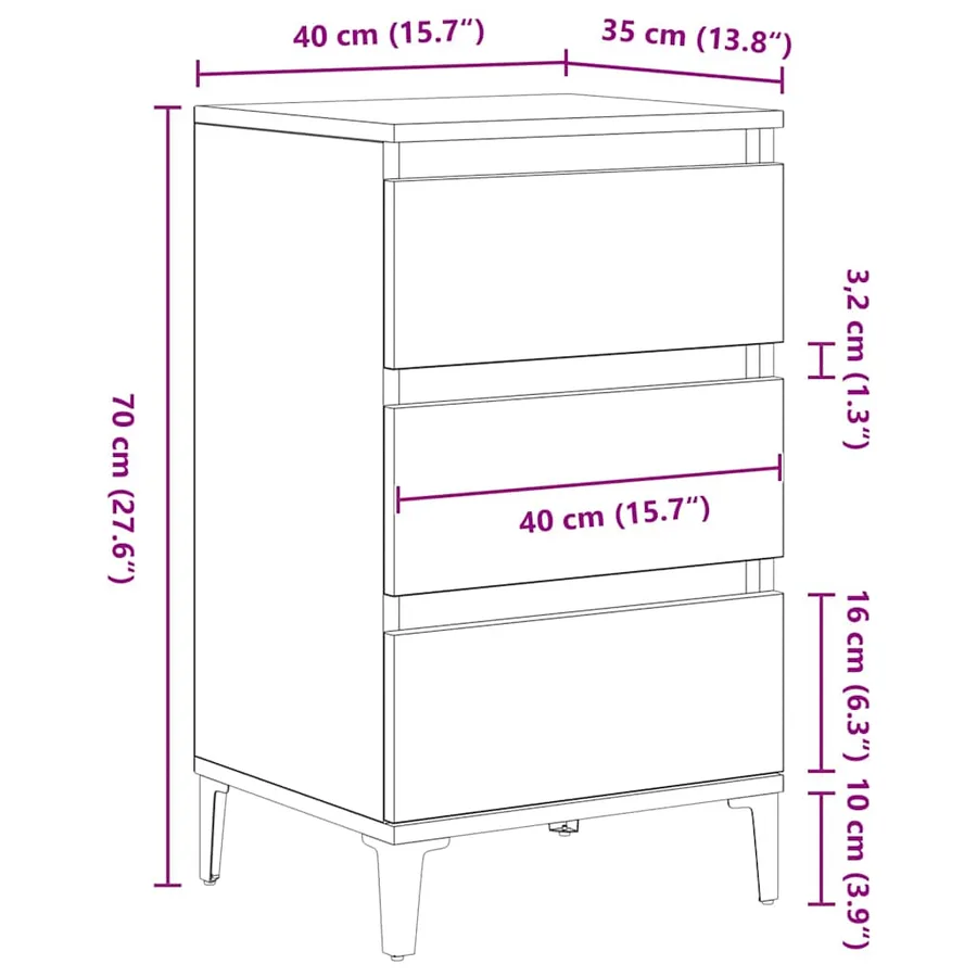 Cabinet de chevet Chêne artisanal 45 x 35 x 44 cm - 13