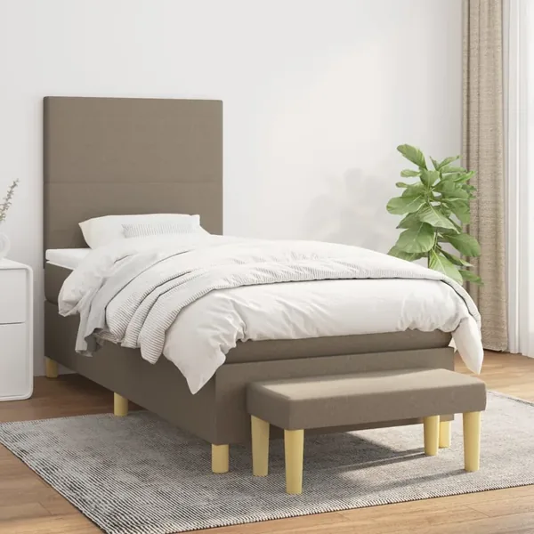 Sommier à lattes de lit avec matelas Taupe 80x200 cm Tissu