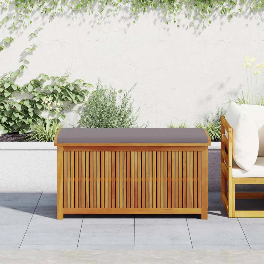 Boîte à coussins d'extérieur 113x50x60,5cm bois massif d'acacia - 3