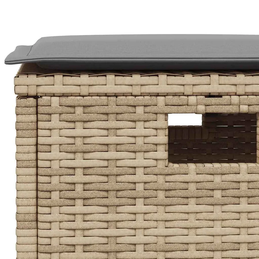 Ensemble de canapé de jardin 6 pcs avec coussins en forme de L beige résine tressée - 7