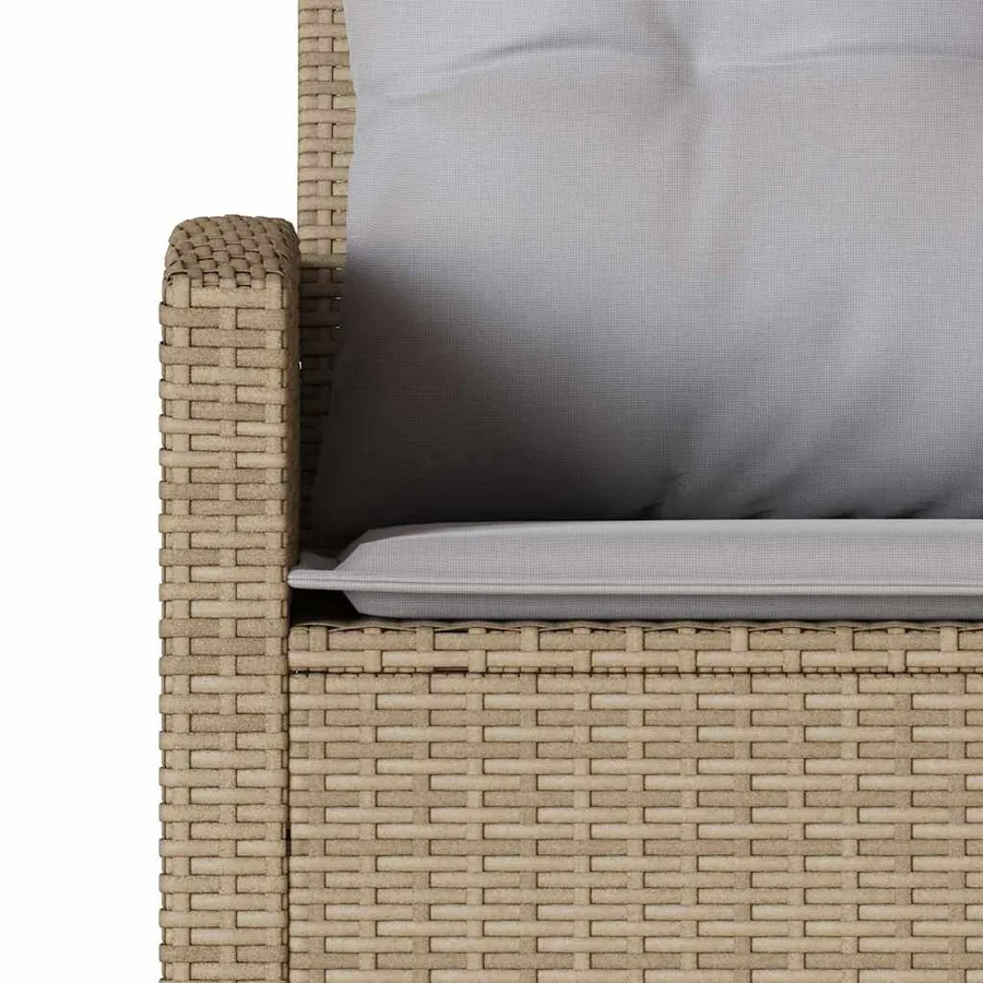 Ensemble de canapé de jardin 6 pcs avec coussins en forme de L beige résine tressée - 9