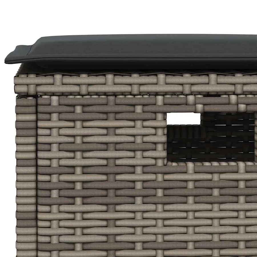 Ensemble de canapé de jardin 6 pcs avec coussins en forme de L gris résine tressée - 7