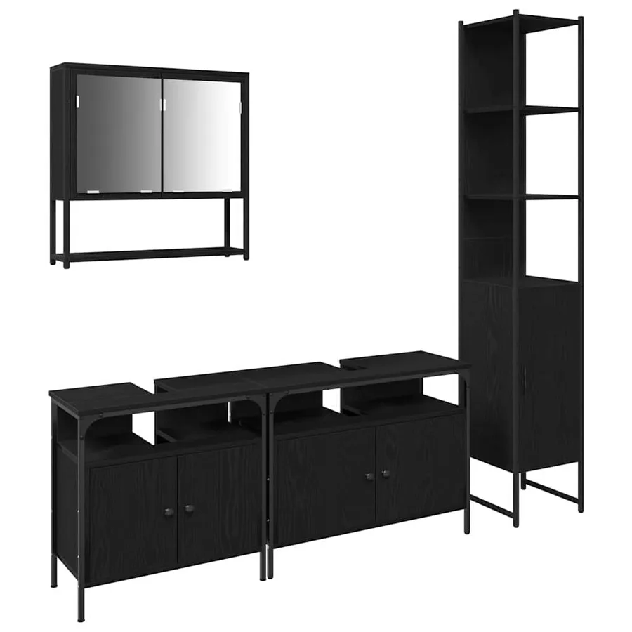 Ensemble de mobilier de salle de bain 4 pcs Chêne noir - 2