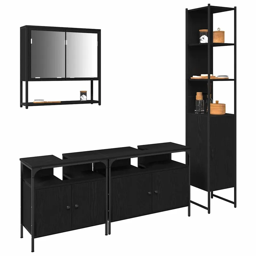 Ensemble de mobilier de salle de bain 4 pcs Chêne noir - 3