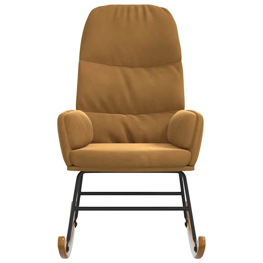 Fauteuil à bascule velours marron - 3