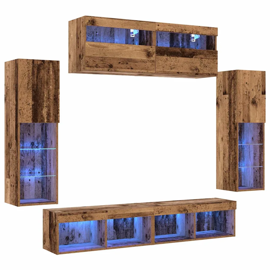 Ensemble meuble TV 6 pcs Bois ancien Bois d'ingénierie - 2