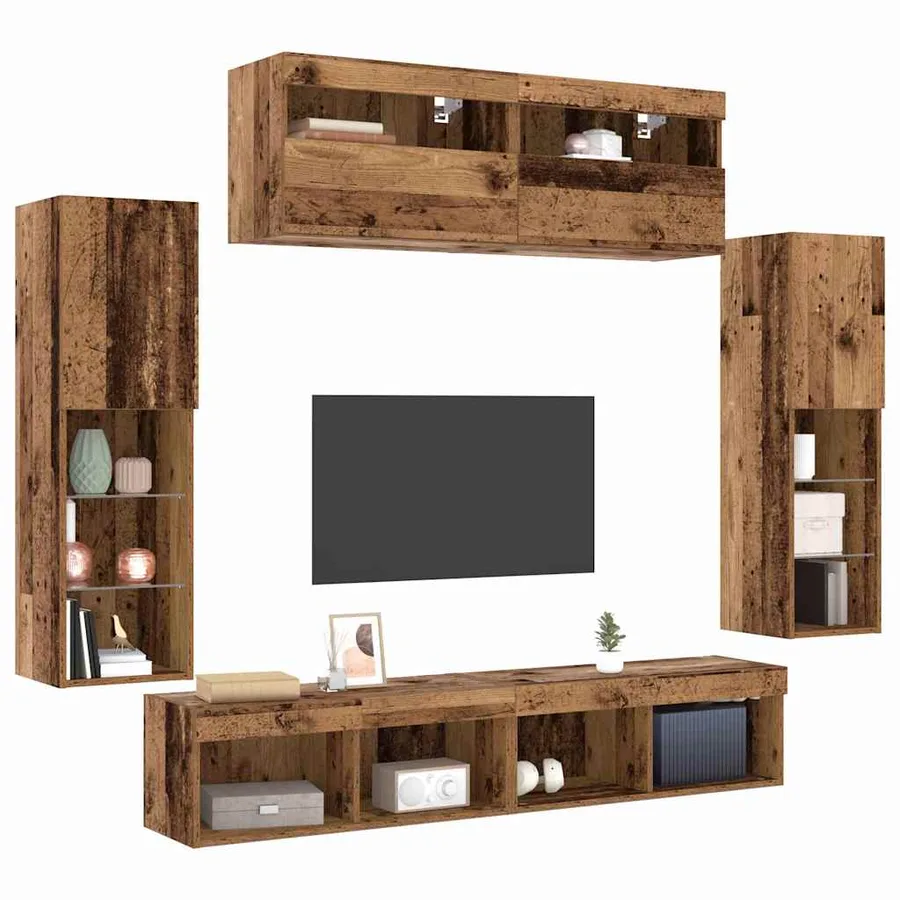 Ensemble meuble TV 6 pcs Bois ancien Bois d'ingénierie - 3
