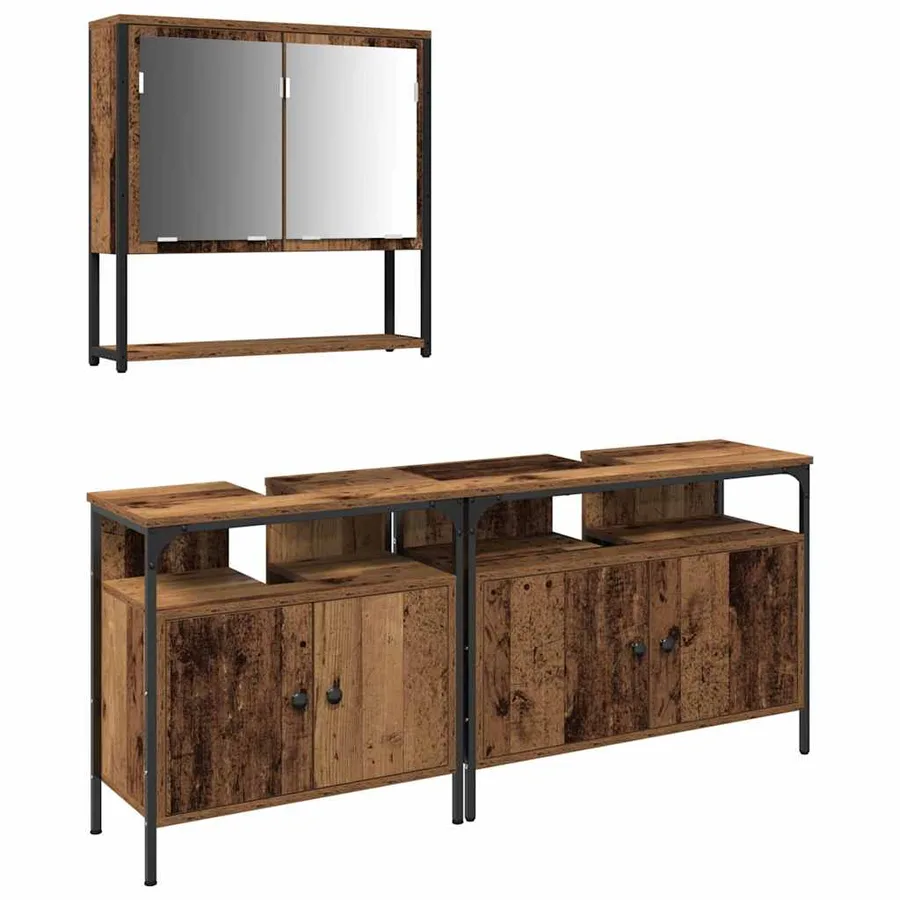Ensemble de mobilier de salle de bain avec étagère 3 pcs Marron - 2