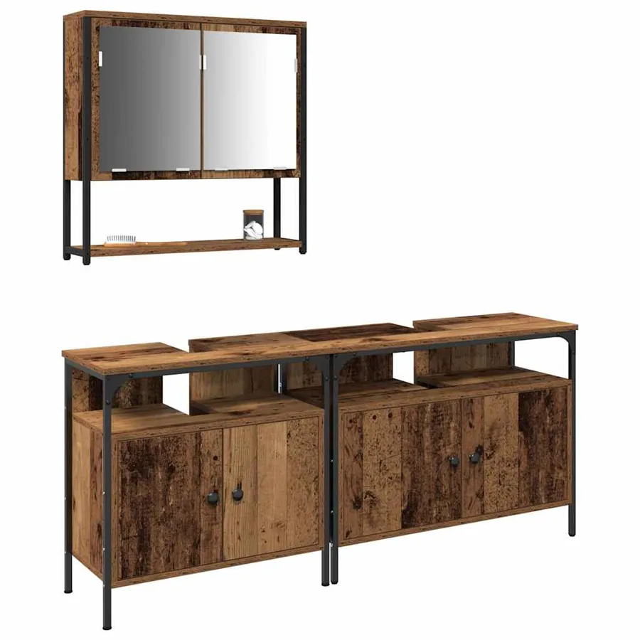 Ensemble de mobilier de salle de bain avec étagère 3 pcs Marron - 3