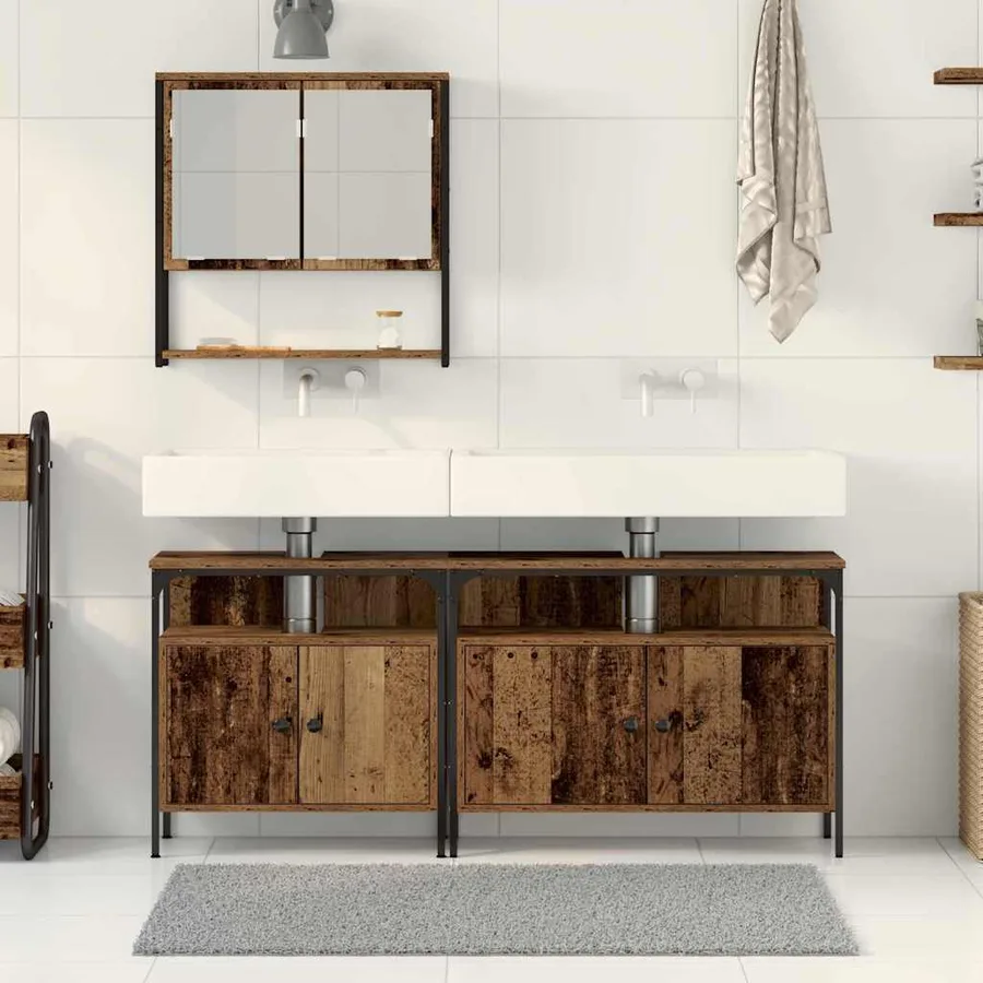 Ensemble de mobilier de salle de bain avec étagère 3 pcs Marron - 4