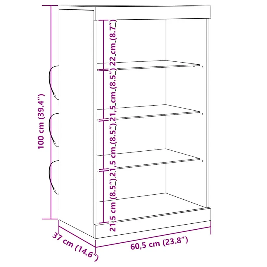 Buffet LED Chêne artisanal 60,5 x 37 x 100 cm Bois d'ingénierie - 14