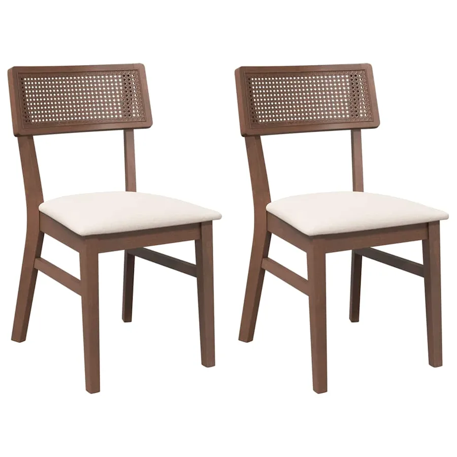 Chaises à manger coussins 2 pcs marron bois massif caoutchouc - 2