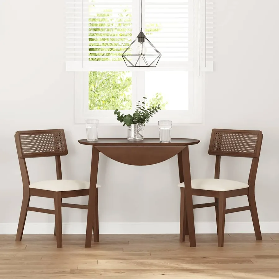 Chaises à manger coussins 2 pcs marron bois massif caoutchouc - 3