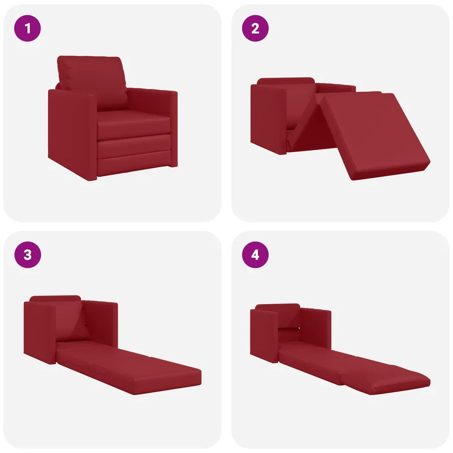 Canapé-Lit 60cm Bordeaux Simili cuir - 8
