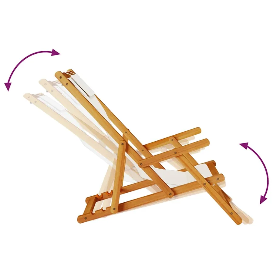 Chaise pliante avec accoudoirs en bois d'acacia gris clair et textilène - 10