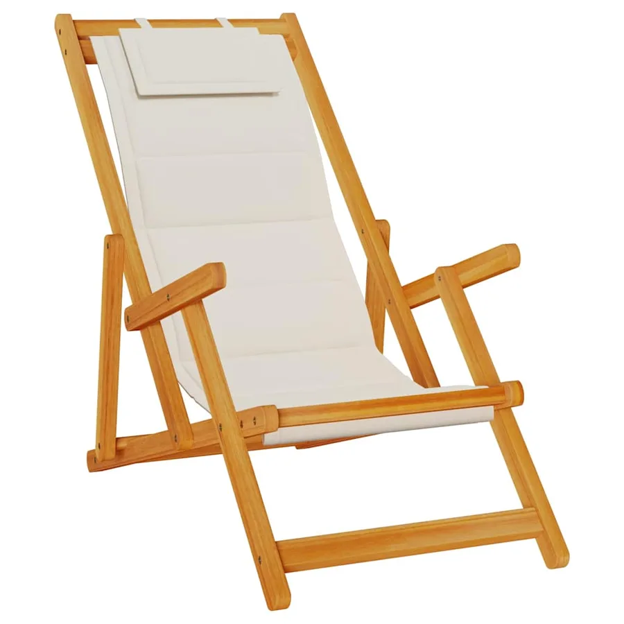 Chaise pliante avec accoudoirs en bois d'acacia gris clair et textilène - 2