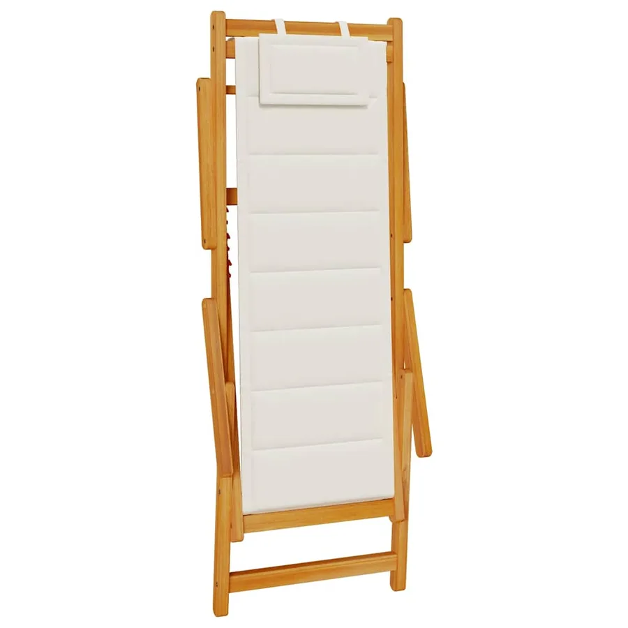 Chaise pliante avec accoudoirs en bois d'acacia gris clair et textilène - 4