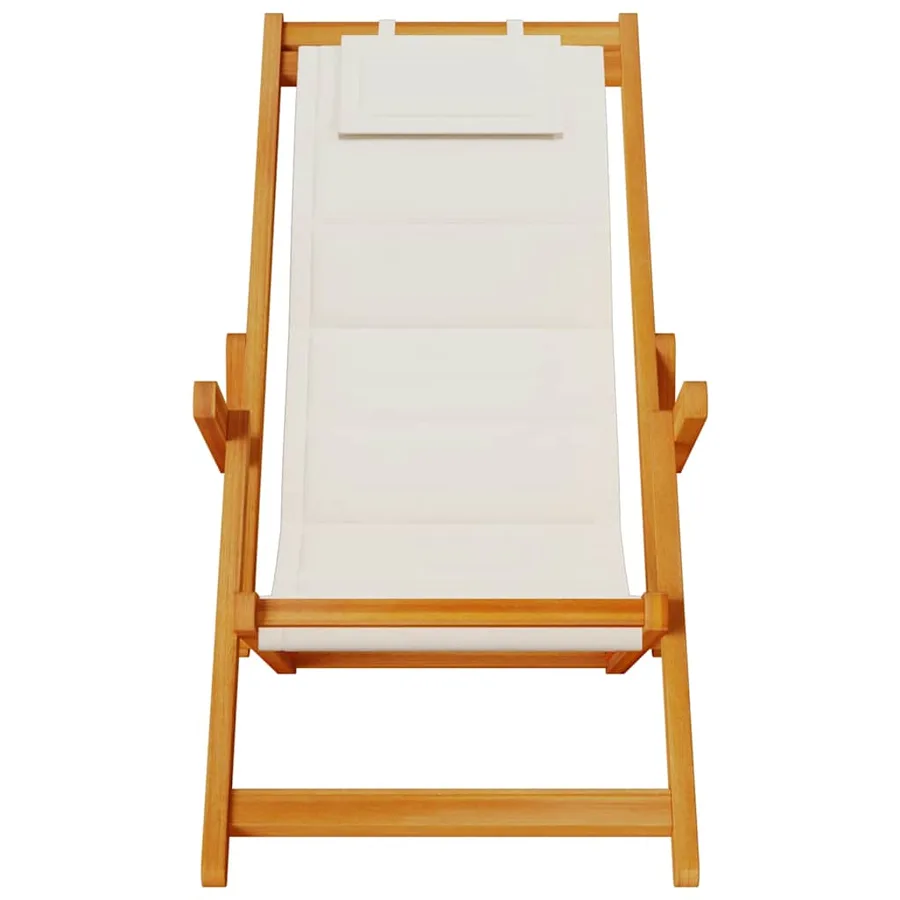 Chaise pliante avec accoudoirs en bois d'acacia gris clair et textilène - 5
