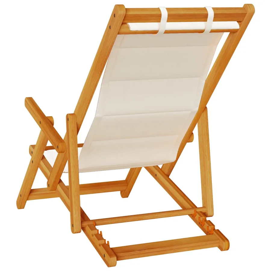 Chaise pliante avec accoudoirs en bois d'acacia gris clair et textilène - 6