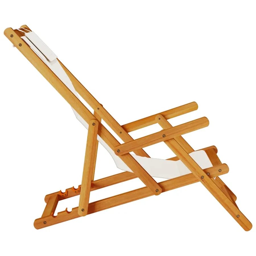 Chaise pliante avec accoudoirs en bois d'acacia gris clair et textilène - 7