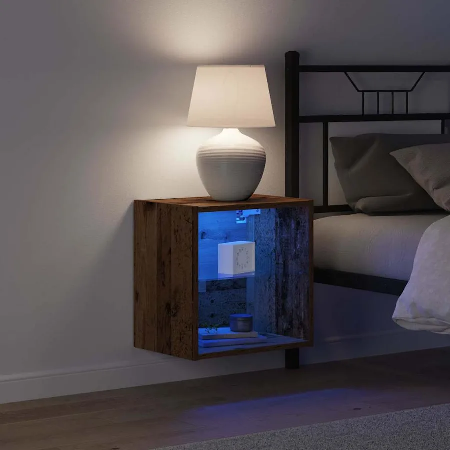 Étagère flottante avec lumière LED Marron 40 x 28,5 x 40 cm - 5