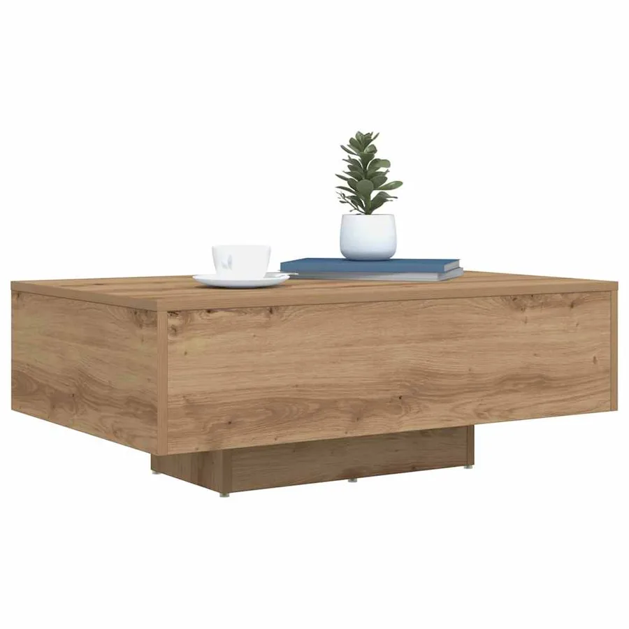 Table basse Chêne artisanal 85 x 55 x 31 cm Bois d'ingénierie - 3