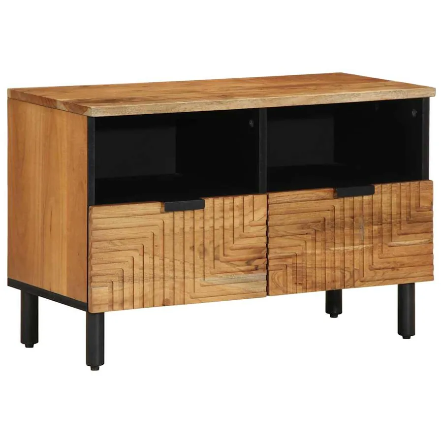 Meuble TV 70x33x46 cm en bois massif d'acacia