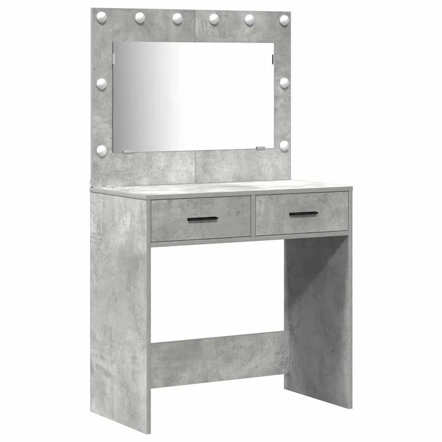 Table de Toilette avec tiroir 2 pcs Gris Bois d'ingénierie - 6