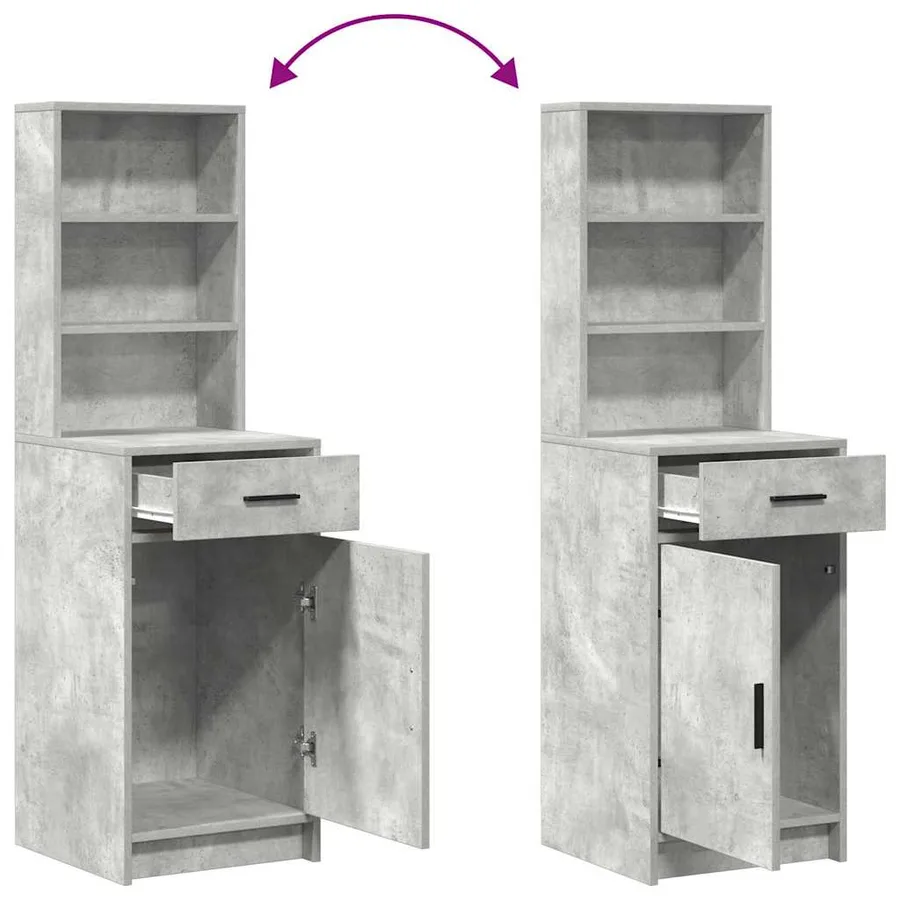 Ensemble de table de maquillage avec LED 3 pcs Gris béton - 13