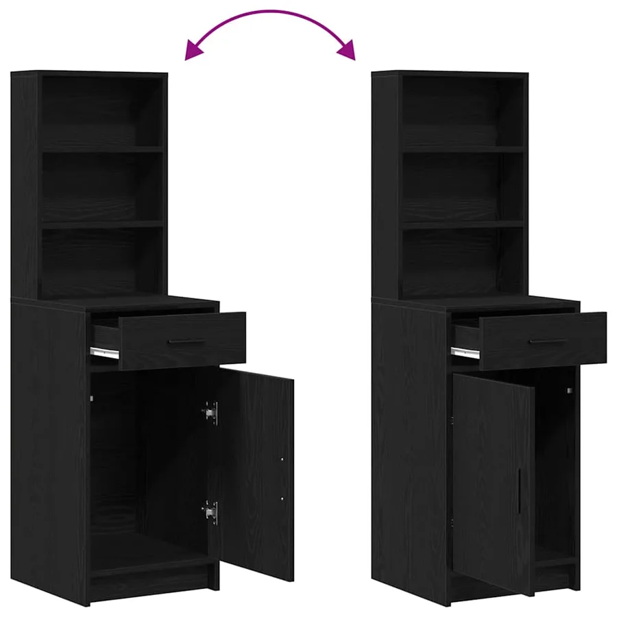 Ensemble de table de maquillage avec LED 3 pcs Chêne noir - 12